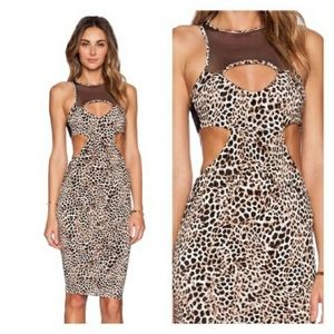 Revolve Nookie Animal Print Bodycon Cutout Backless Dress